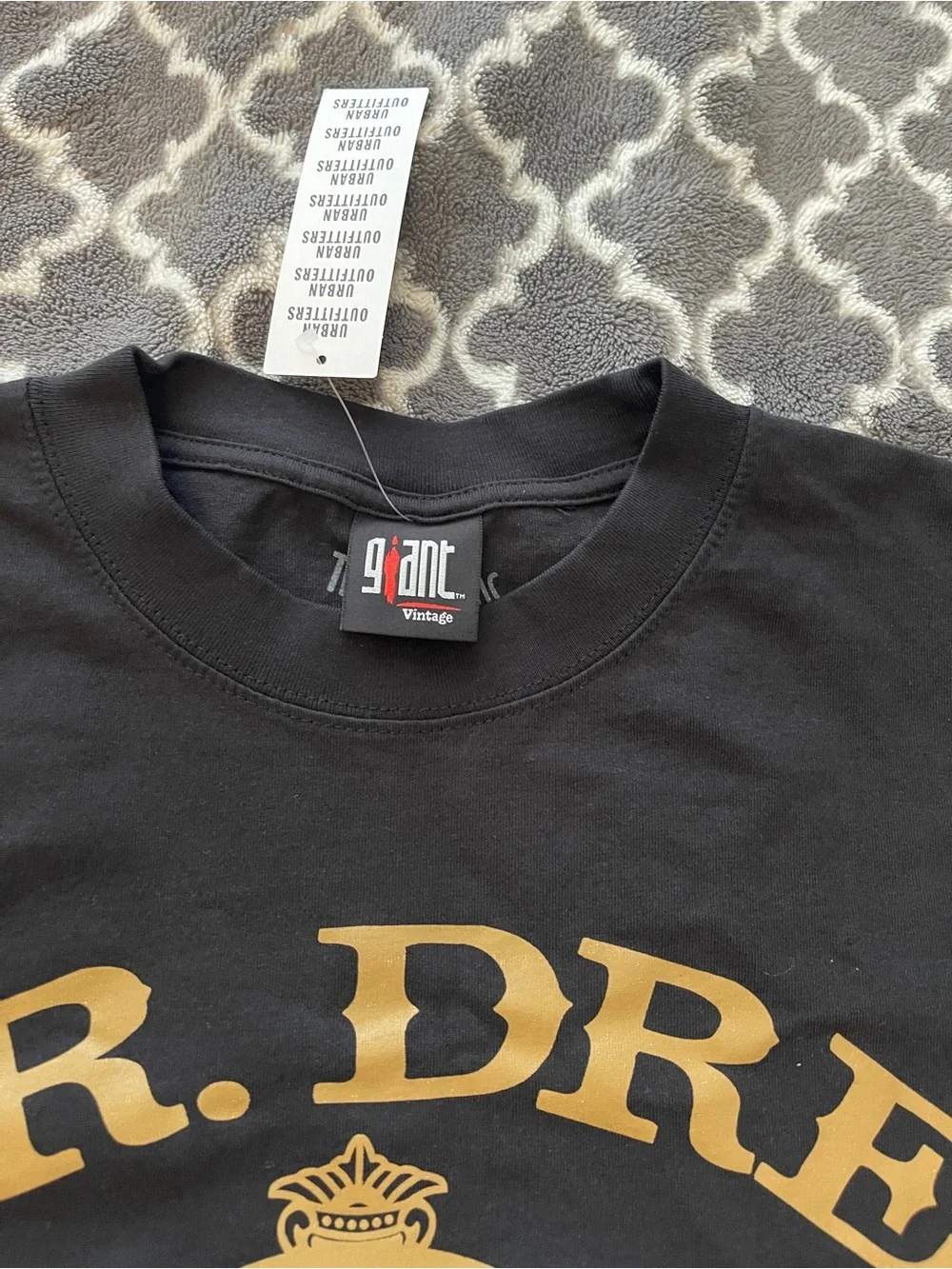 Vintage Black Dr. Dre ‘The Chronic’ Graphic Tee with Gold and Blue Print
